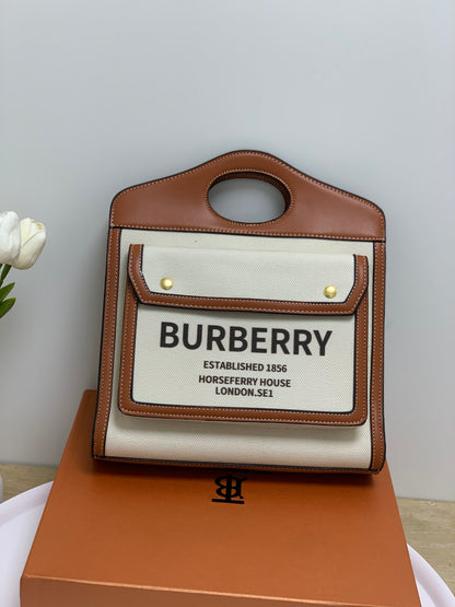 Burberry white and brown canvas with box