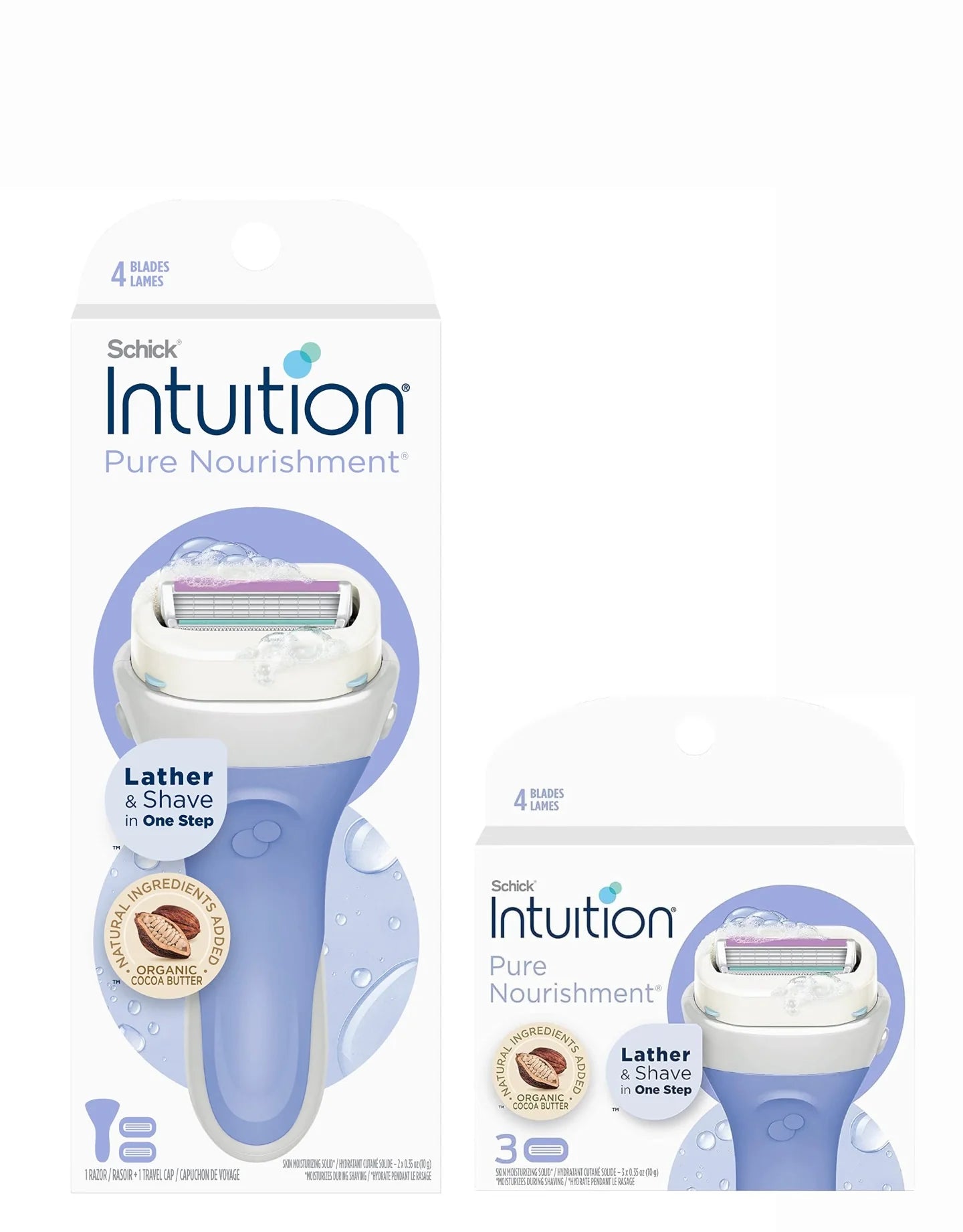 Intuition Pure Nourishment Razor ماكينة الحلاقة المغذية النقية من شيك ماكينة حلاقة كاكاو+ ٣ شفرات بديلة