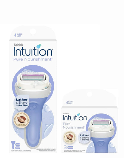 Intuition Pure Nourishment Razor ماكينة الحلاقة المغذية النقية من شيك ماكينة حلاقة كاكاو+ ٣ شفرات بديلة