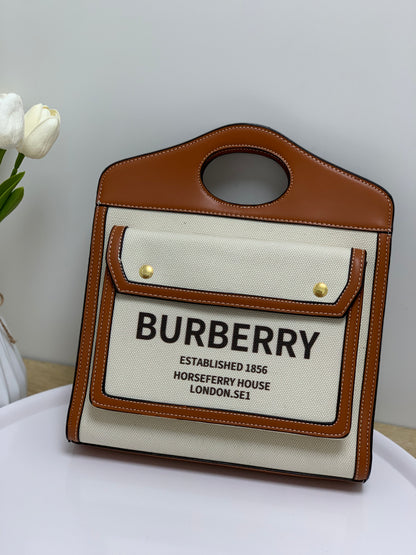 Burberry white and brown canvas with box